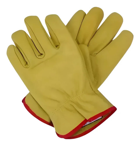 Pack Por 12 Guantes De Vaqueta 1/2 Paseo, De Cuero Amarillo Amarillo