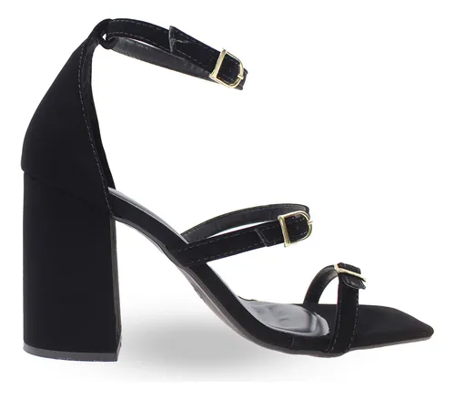 comprar Sandália Salto Bloco Grosso Tiras Ajustáveis P46