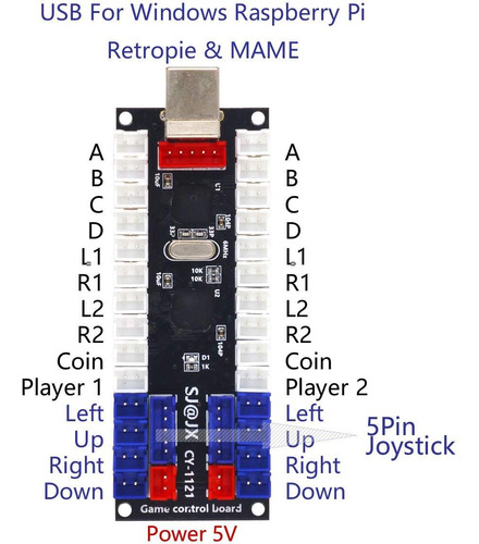 2 Player Arcade Placa Codificadora Usb Controlador De Juego