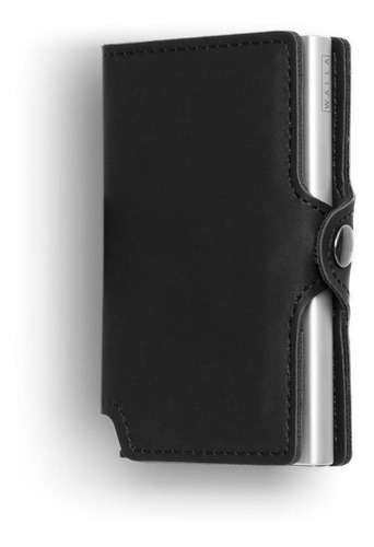 Billetera Walla Wallet Vintage Black & Silver - Cuero Rfid