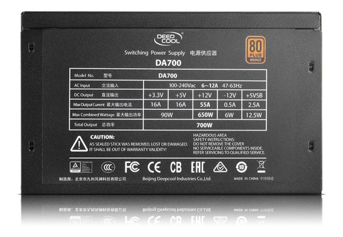 Imagen 5 de 9 de Fuente Gamer Deepcool Da700 700w Certificada 80 Plus Bronze