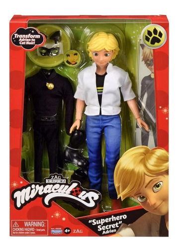 Muñeco Miraculous Ladybug - Adrien Superhero Secret 28 Cm