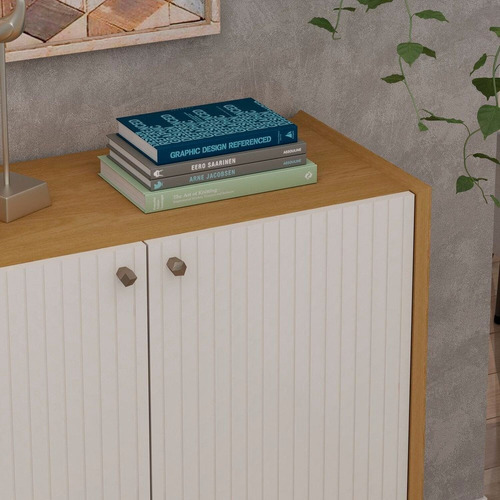 Balcão Buffet 100% Mdf 2 Portas Pés Em Madeira Maciça Wt