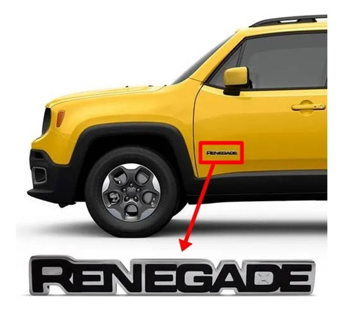 Letreiro Emblema Renegade Portas Jeep Cromado Acessórios