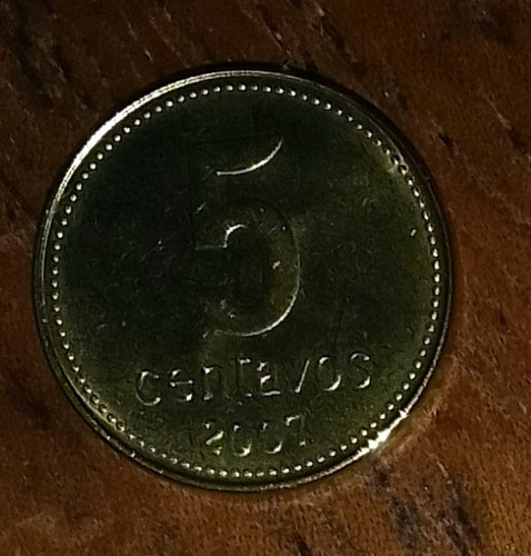 Dos Monedas Argentinas De 10 Cvos Y 5 Cvos Años 2008 Y 2007 (Usado)