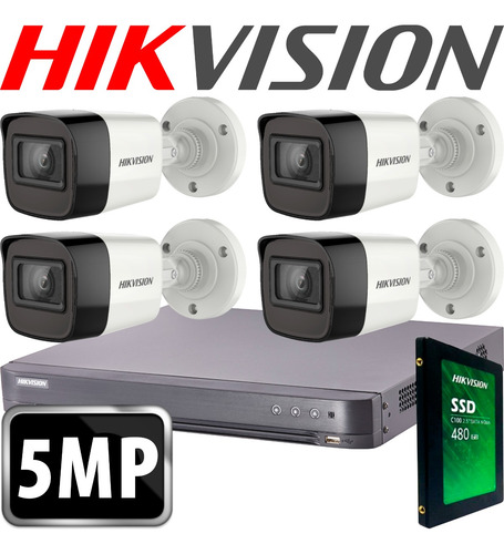 Imagen 10 de 10 de Kit Seguridad Hikvision Dvr 4k 8 Ch + 4 Camaras 5mp + 1 Tb