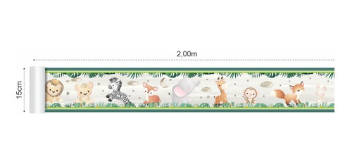 Faixa Decorativa Quarto Bebê Safari Baby Aquarela Wt-07 - 2m