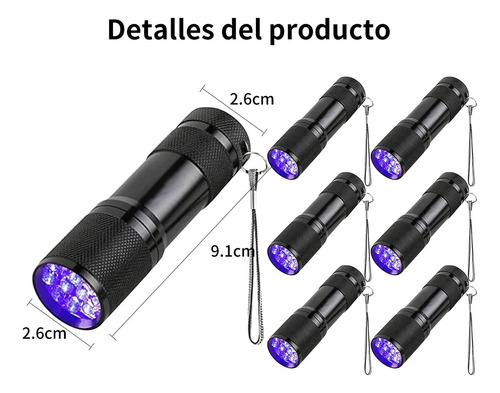 6pcs Linterna Uv Portátil Detector Billetes Falsos