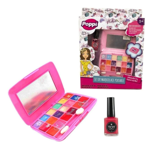 Set De Maquillaje Portable Poppi Puppa + Esmalte De Uñas