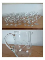 Comprar Juego De Copas Y Jarra Talladas Antiguas 25 Piezas