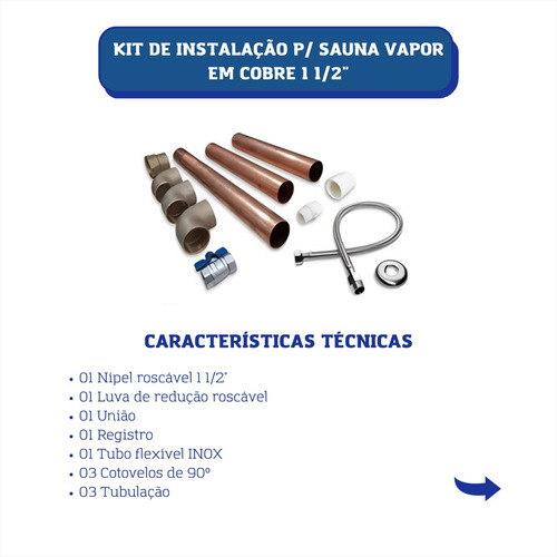 Sauna A Vapor 12kw Quadro Analógico, Kit Instalação, 2 Lumin