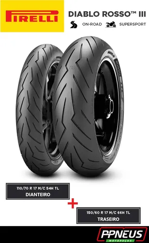 PIRELLI ROSSO III 未走行（110/150前後セット） Par Pneus Pirelli Diablo Rosso 3 110 + 150 Ninja 500 Z500