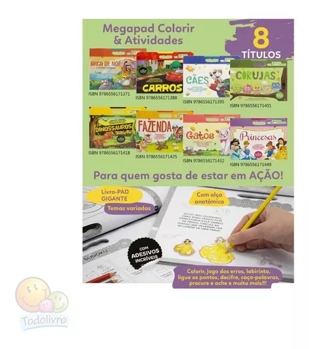 LIVRO MEGAPAD COLORIR ATIVIDADES CARROS