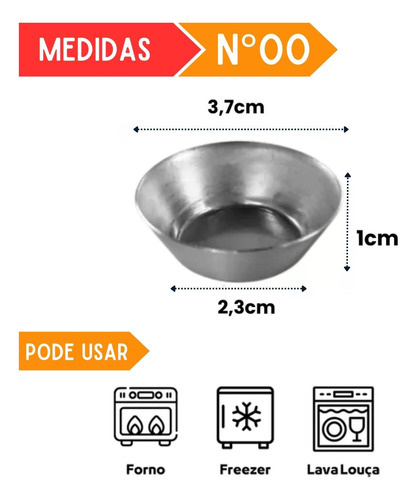 Kit 60 Forma De Empada N°00 Forminha Mini Empada Aço