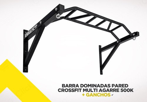 Barra Dominadas Pared Crossfit Multi Agarre 500k + Ganchos
