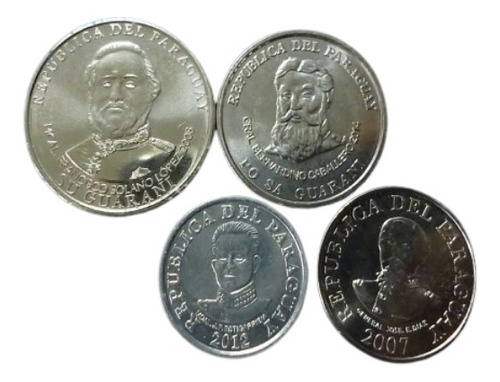 Paraguay Set De 4 Monedas Unc Guaranies 2007 - 2014 