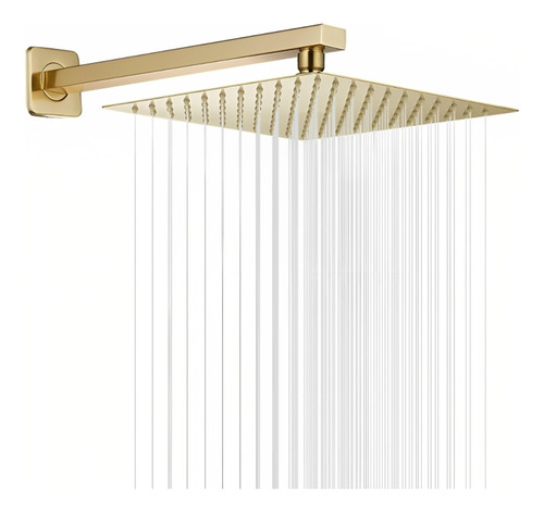 Ducha Quadrada 20x20 Inox Braço 40 Cm Solar Gás Dourada Gold Acabamento Brilhante Cor Dourado