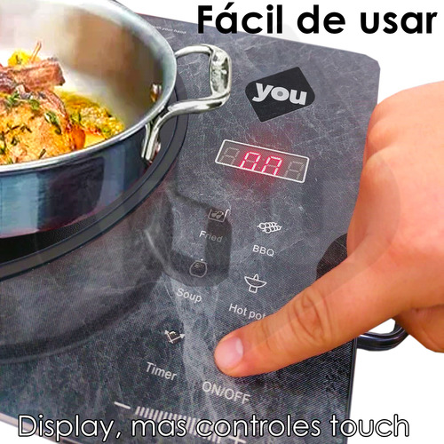 Set De 2 Parrillas Estufa De Induccion Magnetica 4 Modos You Gris