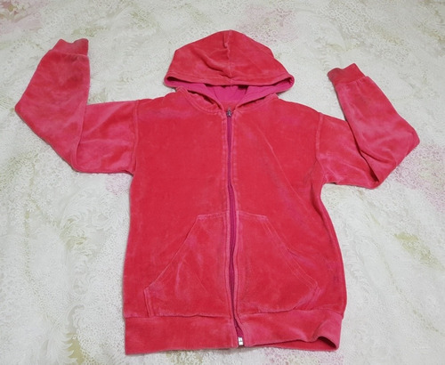 Campera Plush Niña Talle 8, C/ Bolsillos, Capucha Y Cierre!!