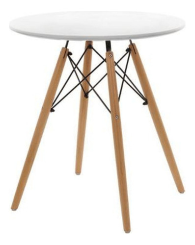 Mesa Redonda 70cm Mdf Eiffel Charles Eames Branco Jcwt