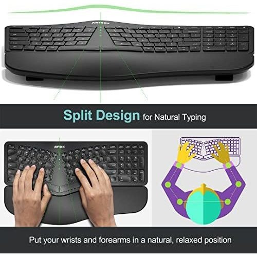 Teclado Ergonómico Arteck Split Con Muñeca Y Botón Acolchado