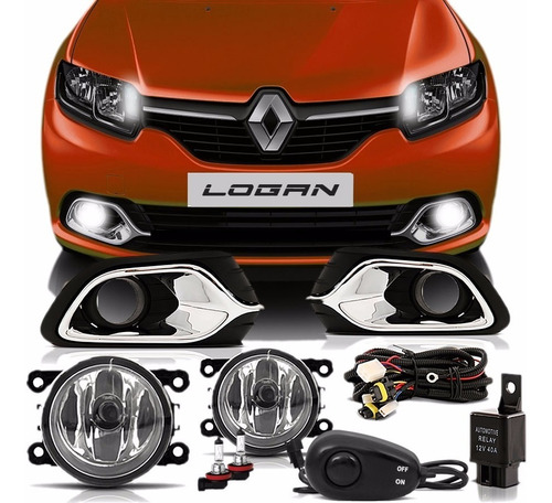 Kit Farol De Milha Neblina Auxiliar Logan 2014/2015+2 Brinde