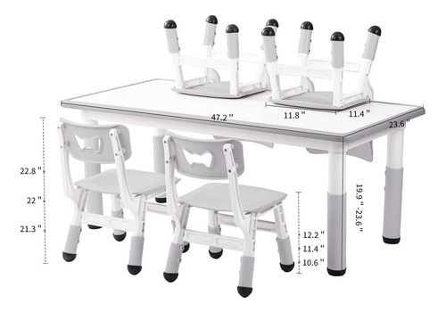 Happymaty Juego De Mesa De Manualidades Y 6 Sillas Para Niño