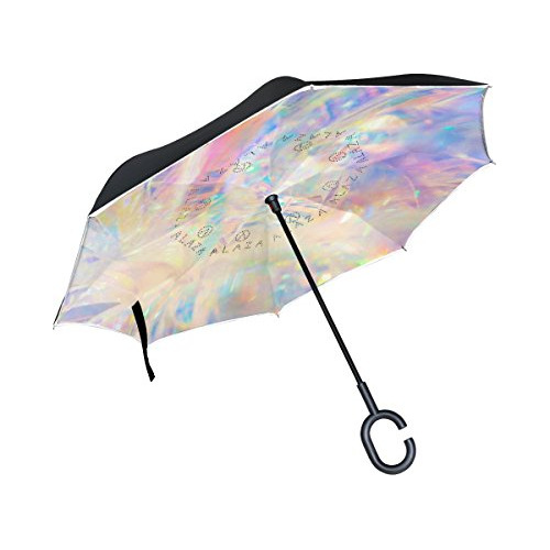 Paraguas Invertidos De Doble Capa Holográfico Iridiscente Me