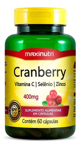 Cranberry Vit. C, Selênio E Zinco 60cps De 400mg Maxinutri