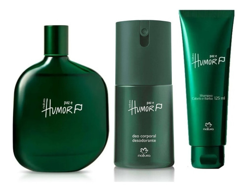 Perfume Masculino Paz Y Humor + Deo Spray + Shampu Natura