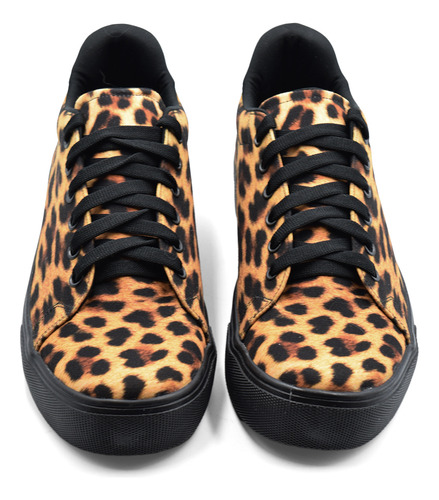 Tenis Animal Print Leopardo Café Agujeta