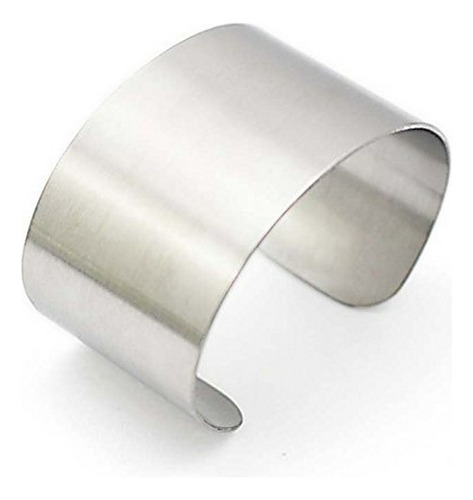 Brazalete - Silver Wide Grooved Cuff Bangle For Women Girls 