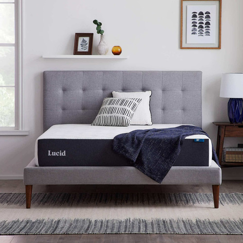 Colchon De Memory Foam Con Gel Individual 25 Cm Lucid Blanco