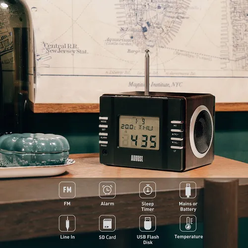 Bocina Inalámbrica Bluetooth August Negro Wood/black