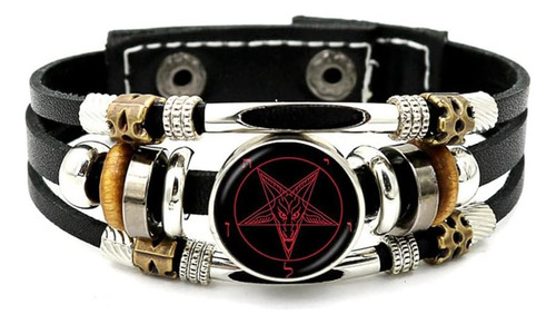 Cioaqpyirow Satánico Baphomet Brazalete De Pentagrama Invert