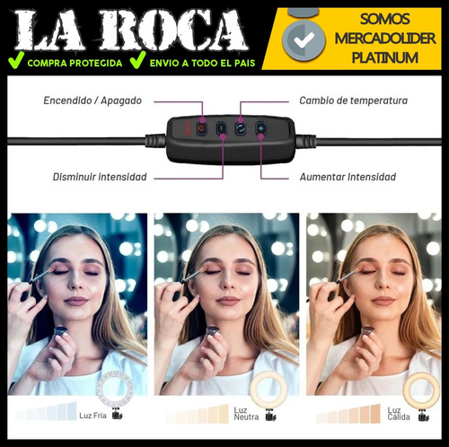 Imagen 6 de 10 de Aro Luz Led Control 3 Tonos Anillo Fotografia Maquillaje