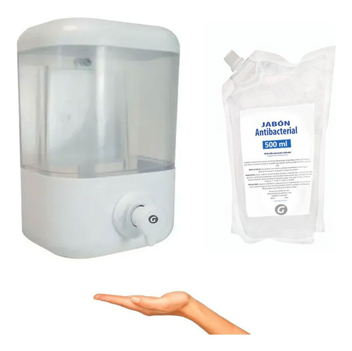 Dispensador De Jabon 500ml + Jabon Antibacterial 500ml.