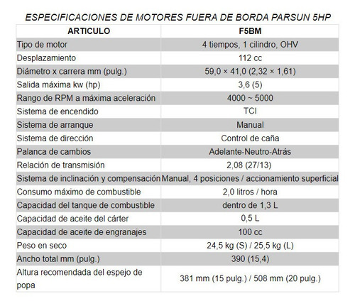 Imagen 3 de 11 de Motor Fuera De Borda Parsun 5 Hp 4t Corto Retiralo Ya 2022