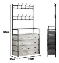 Comprar Perchero Zapatera 2 En 1 Organizador Rack Estante 8 Ganchos 5 Niveles 20 Pares Color Negro Tubo De Metal Engrosado Zapateros Organizador Para Ropa Zapateras Modernas