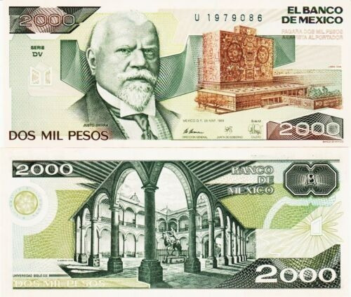 Billete Mèxico 2000 Pesos Justo Sierra Historia Notafilia