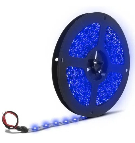 Fita Led Azul 5 Metros Com Dupla Face 3528 12v C/ Silicone