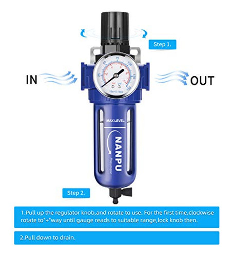 Filtro Regulador De Aire Comprimido Npt De 1/2 , Aleaci...