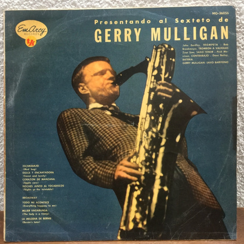 Gerry Mulligan Y Su Sexteto Saxo Baritono Jazz Vinilo - Lp