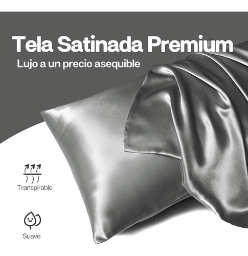 2 Fundas De Almohada De Satén Tamaño Estándar 50x70cm,