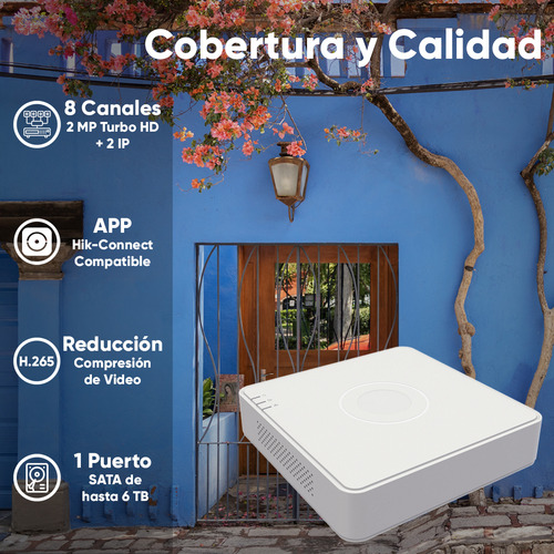 Epcom Kit Video Vigilancia Color Vu 8 Cámaras de 2 MP B8-KIT-CV/A-PLUS2S con Micrófono Integrado + Accesorios Kit Circuito Cerrado de Alta Resolución con Visión Nocturna a Color 24/7