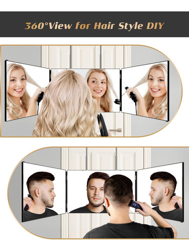 Jusron Espejo De 3 Vías Para Corte De Pelo, Espejo 360 Con G