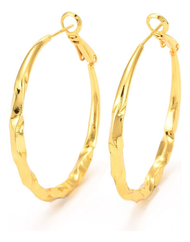 Accesorios Aros Moda Argollas Grandes Fiesta 4 Cms Baño 18k