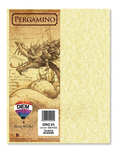 Papel Pergamino Tamaño Carta Oro 90gr 100 Hojas