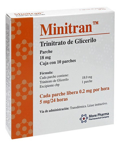 Minitran 18mg Parche Con 10   Trinitrato De Glicerilo