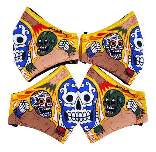 Cubre Bocas Lavable Soy  Luchador Adulto Pack 4pz